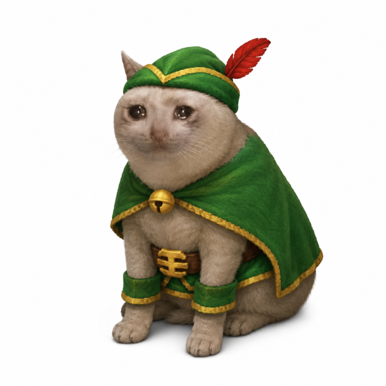 robincat in a green medieval cloak